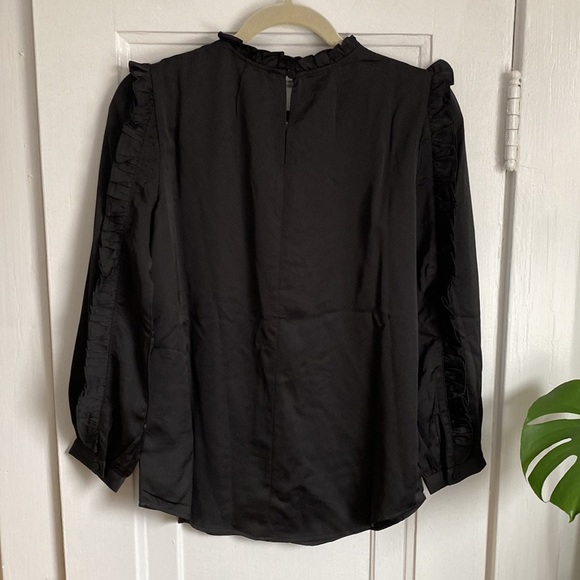 J Crew Ruffle Sleeve Top Long Sleeve Satin Shirt - Picture 8 of 9